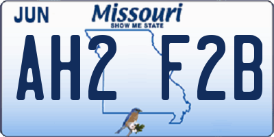 MO license plate AH2F2B