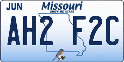 MO license plate AH2F2C