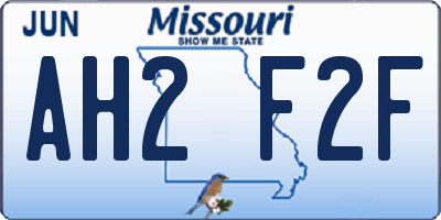 MO license plate AH2F2F