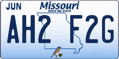 MO license plate AH2F2G