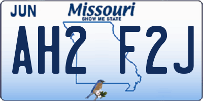 MO license plate AH2F2J