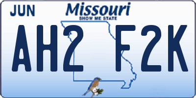 MO license plate AH2F2K