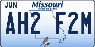 MO license plate AH2F2M