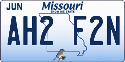 MO license plate AH2F2N