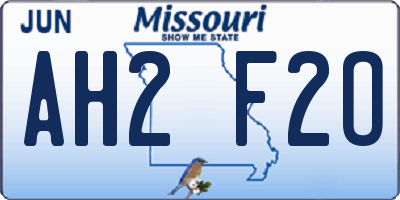 MO license plate AH2F2O