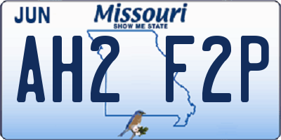 MO license plate AH2F2P