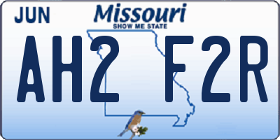 MO license plate AH2F2R