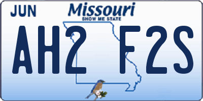 MO license plate AH2F2S