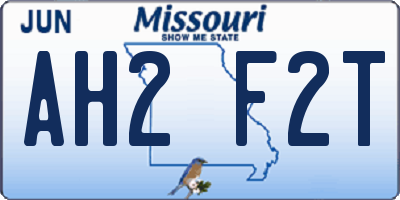 MO license plate AH2F2T