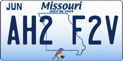 MO license plate AH2F2V