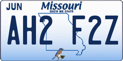 MO license plate AH2F2Z