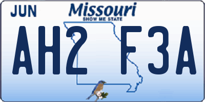 MO license plate AH2F3A