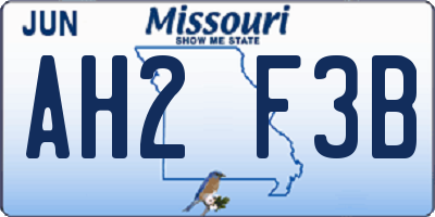 MO license plate AH2F3B