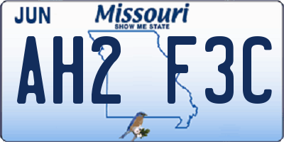 MO license plate AH2F3C