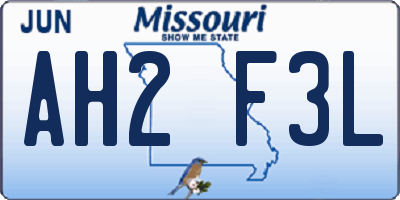 MO license plate AH2F3L