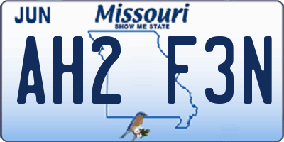 MO license plate AH2F3N