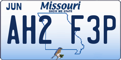 MO license plate AH2F3P