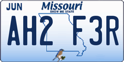 MO license plate AH2F3R