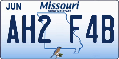 MO license plate AH2F4B