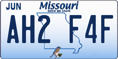 MO license plate AH2F4F