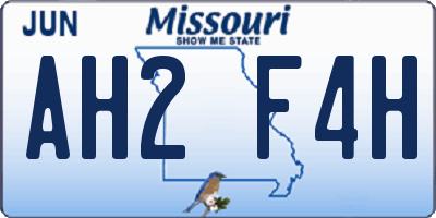 MO license plate AH2F4H