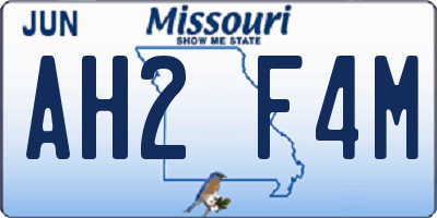 MO license plate AH2F4M