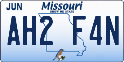 MO license plate AH2F4N