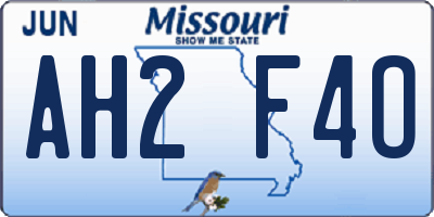 MO license plate AH2F4O