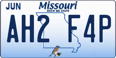 MO license plate AH2F4P