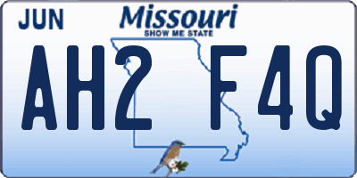 MO license plate AH2F4Q