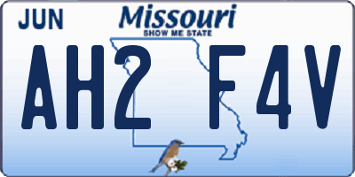 MO license plate AH2F4V