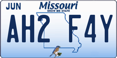 MO license plate AH2F4Y