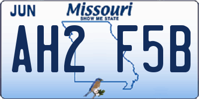 MO license plate AH2F5B