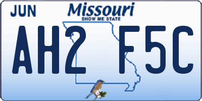 MO license plate AH2F5C