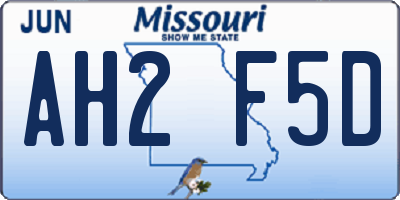 MO license plate AH2F5D