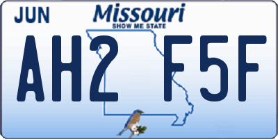 MO license plate AH2F5F