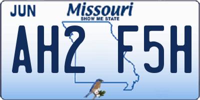 MO license plate AH2F5H