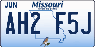 MO license plate AH2F5J