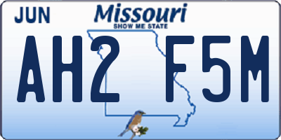 MO license plate AH2F5M