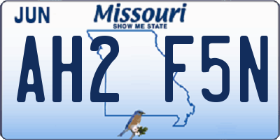 MO license plate AH2F5N