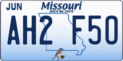 MO license plate AH2F5O