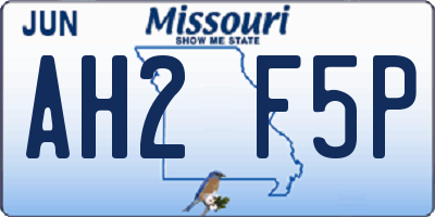 MO license plate AH2F5P