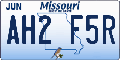 MO license plate AH2F5R