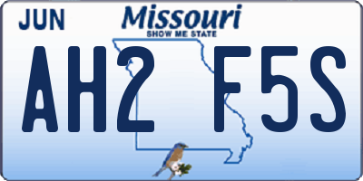 MO license plate AH2F5S