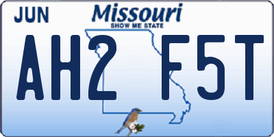 MO license plate AH2F5T