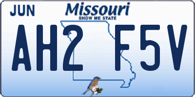 MO license plate AH2F5V