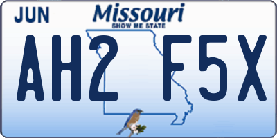 MO license plate AH2F5X