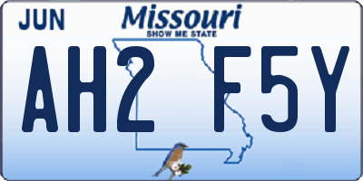 MO license plate AH2F5Y
