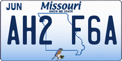 MO license plate AH2F6A