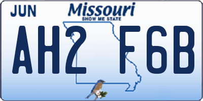 MO license plate AH2F6B